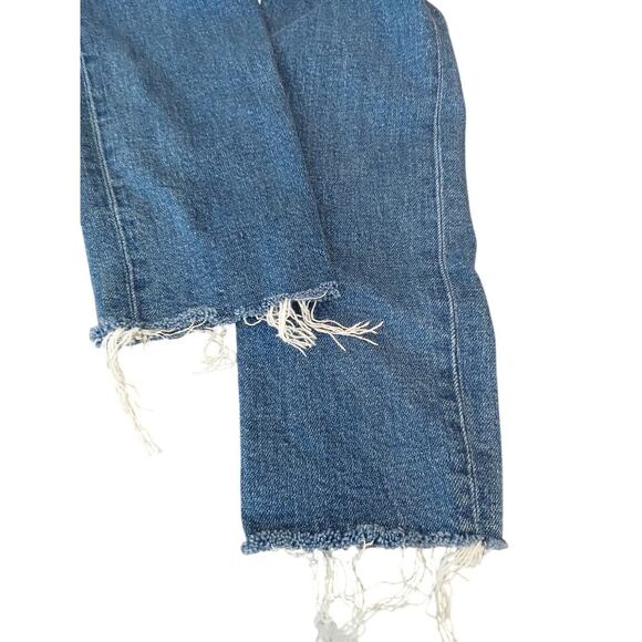 Re Done  frayed hem button fly skinny jeans. Wash-dusty destroy sz‎ 24 - Picture 3 of 10